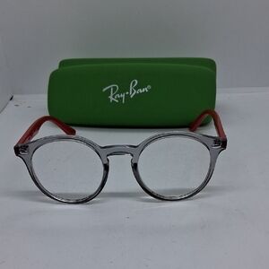 NWOT Rxable Ray-Ban Kids Rj9064S Transparent Round with Red Arms Eyeglass Frames